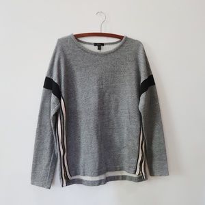 J. Crew gray boxy crop sweater side zippers. Nice gently worn condition.